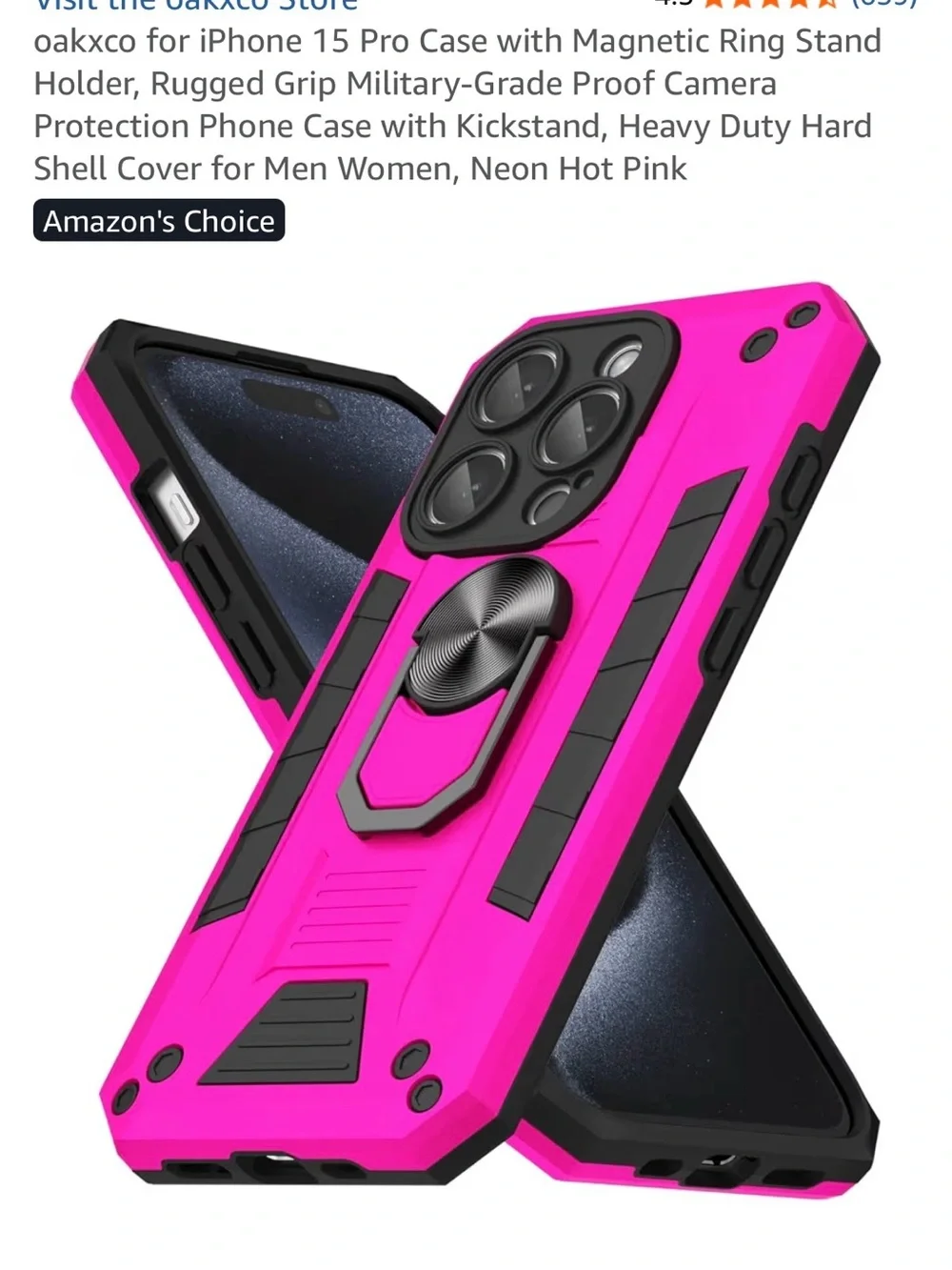 Rugged Pink Protective Phone Case with Ring Kickstand